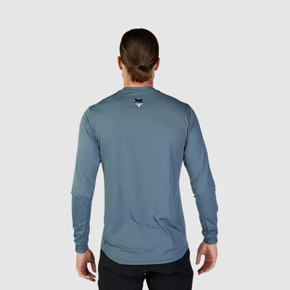 Polera Bicicleta Ranger Dose Manga Larga Azul Acero Fox polera bicicleta fox mtb