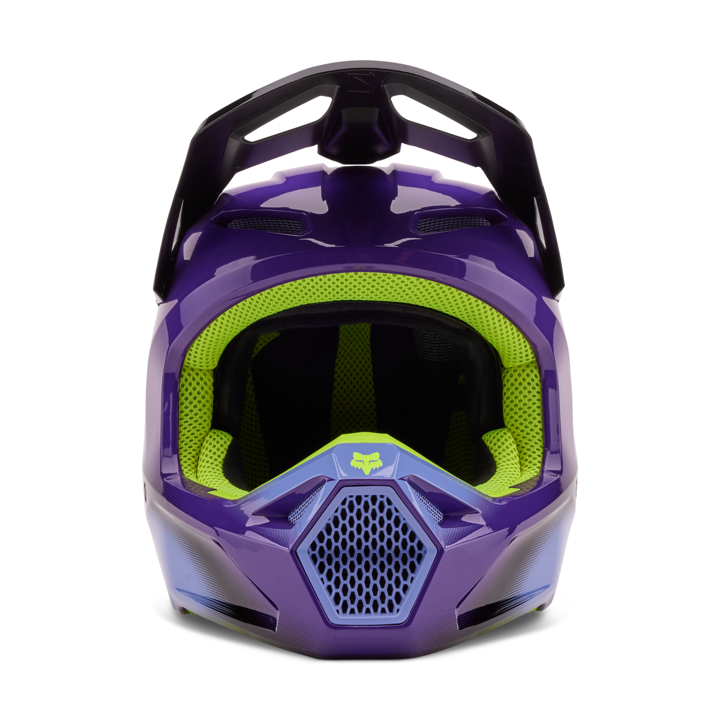 Casco Moto V1 Interfere Morado/Amarillo Fox