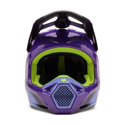 Casco Moto V1 Interfere Morado/Amarillo Fox