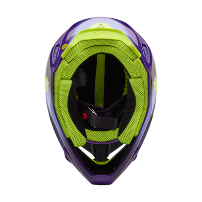Casco Moto V1 Interfere Morado/Amarillo Fox