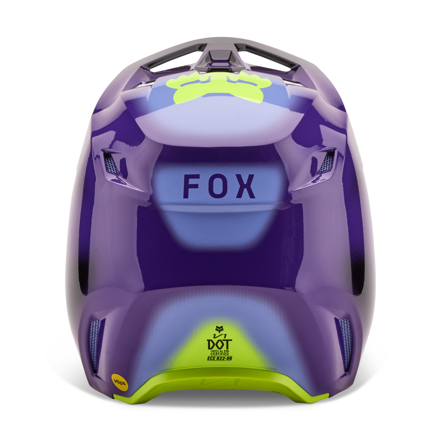 Casco Moto V1 Interfere Morado/Amarillo Fox