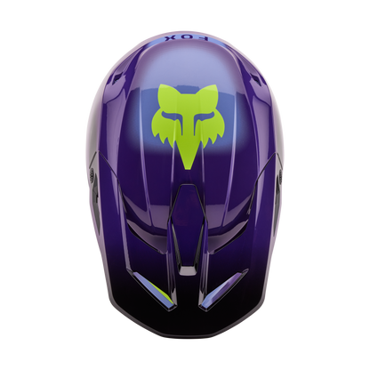 Casco Moto V1 Interfere Morado/Amarillo Fox