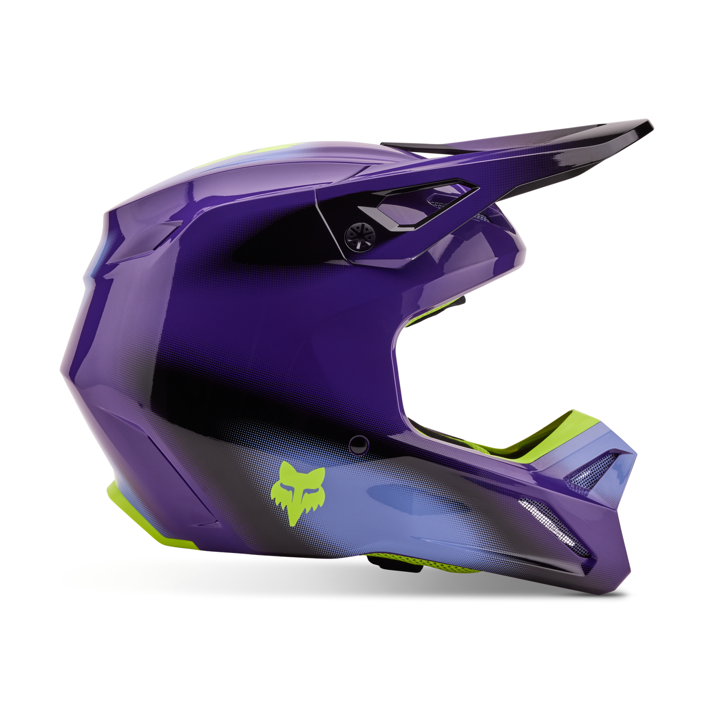 Casco Moto V1 Interfere Morado/Amarillo Fox