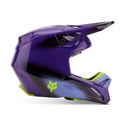 Casco Moto V1 Interfere Morado/Amarillo Fox