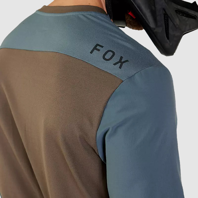Polera Moto Defend Off Road Manga Larga Azul Acero Fox