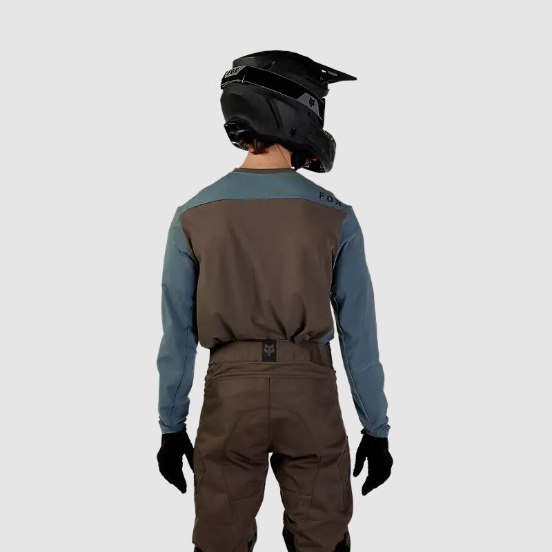 Polera Moto Defend Off Road Manga Larga Azul Acero Fox