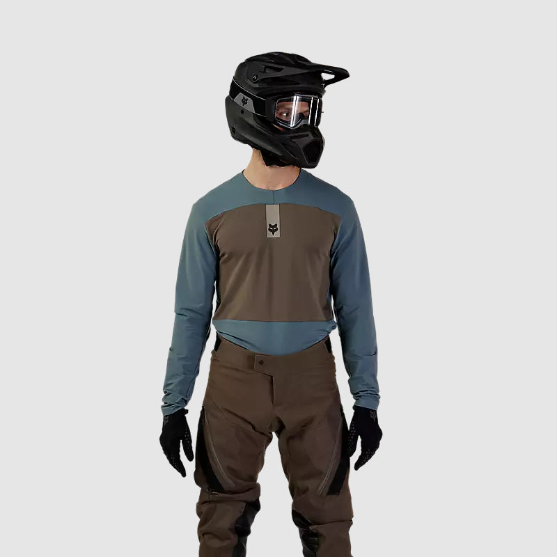 Polera Moto Defend Off Road Manga Larga Azul Acero Fox