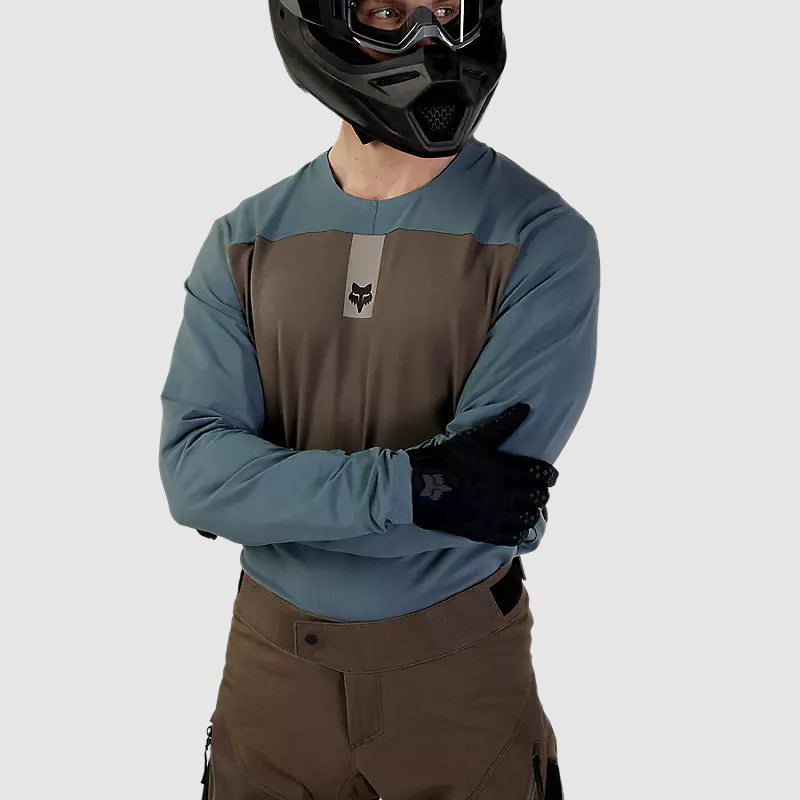 Polera Moto Defend Off Road Manga Larga Azul Acero Fox polera moto fox motocross