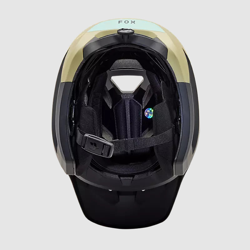 Casco Bicicleta New Dropframe Pro Negro/Dorado/Celeste Fox | Casco MTB Fox casco fox racing motocross mtb