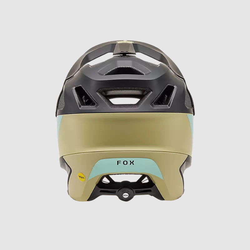 Casco Bicicleta New Dropframe Pro Negro/Dorado/Celeste Fox | Casco MTB Fox casco fox racing motocross mtb