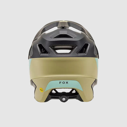 Casco Bicicleta New Dropframe Pro Negro/Dorado/Celeste Fox | Casco MTB Fox casco fox racing motocross mtb