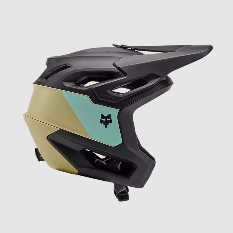 Casco Bicicleta New Dropframe Pro Negro/Dorado/Celeste Fox | Casco MTB Fox casco fox racing motocross mtb