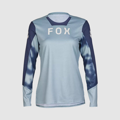 Polera Bicicleta Mujer Defend Taunt Manga Larga Celeste Metalico Fox