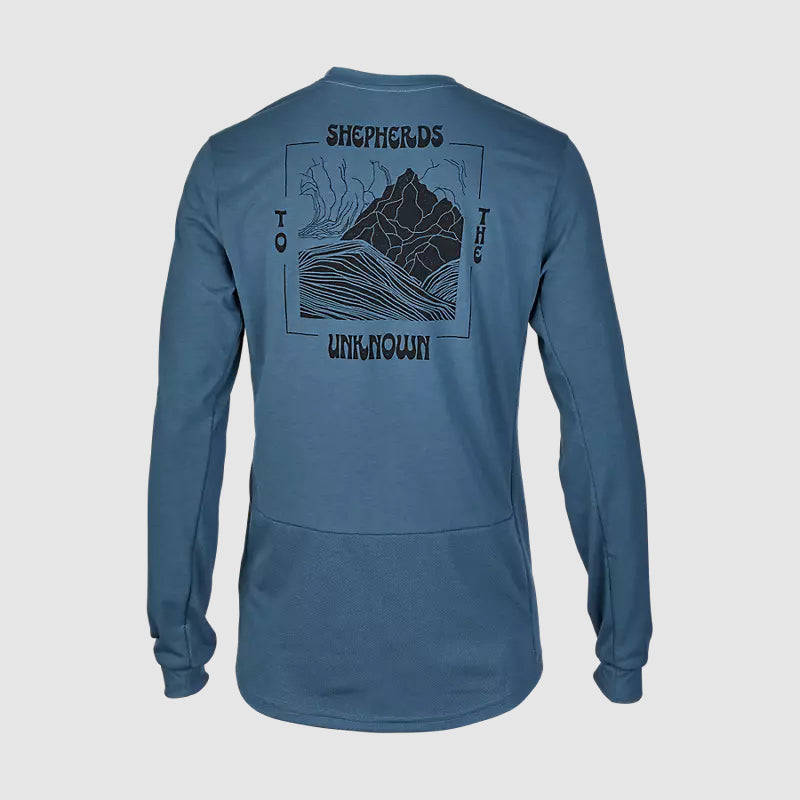 Polera Bicicleta Ranger Shepherds Drirelease Manga Larga Azul Fox polera bicicleta fox mtb