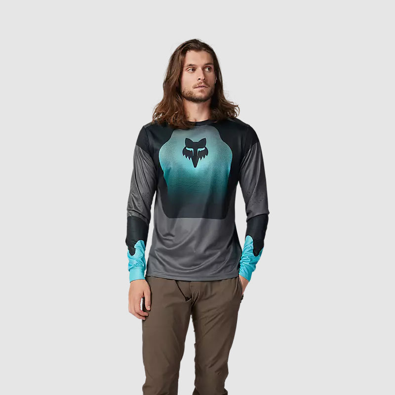 Polera Bicicleta Ranger Revise Manga Larga Celeste/Gris Fox polera bicicleta fox mtb