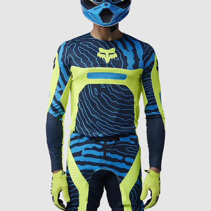 Polera Moto Flexair Impression Azul/Amarillo Fox polera moto fox motocross