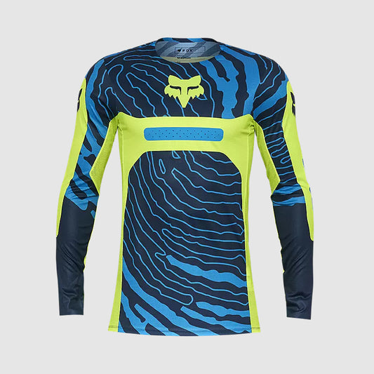 Polera Moto Flexair Impression Azul/Amarillo Fox polera moto fox motocross