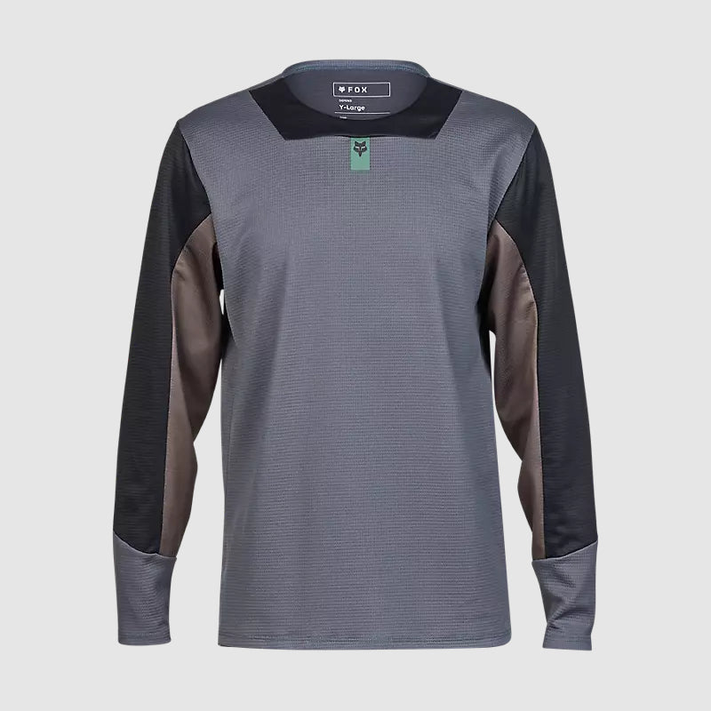 Polera Bicicleta Niño Defend Manga Larga Gris Fox polera bicicleta fox mtb