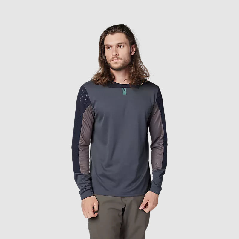 Polera Bicicleta Defend Manga Larga Gris Fox polera bicicleta fox mtb