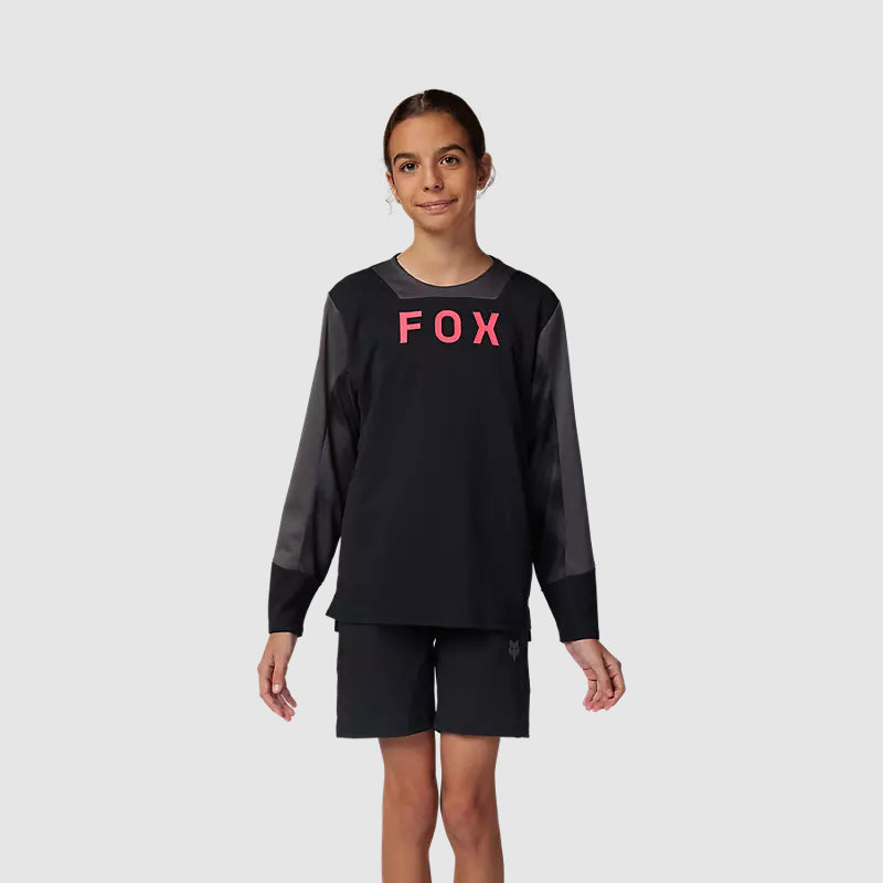 Polera Bicicleta Niño Defend Taunt Manga Larga Negro Fox polera bicicleta fox mtb