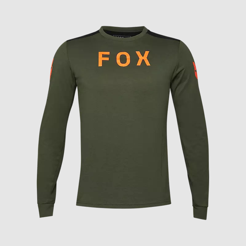 Polera Bicicleta Ranger Aviation drirelease® Manga Larga Verde Fox polera bicicleta fox mtb