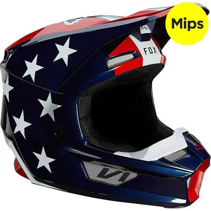 Casco Moto V1 Ultra Blanco/Rojo/Azul Fox | Casco Moto Fox casco fox racing motocross mtb