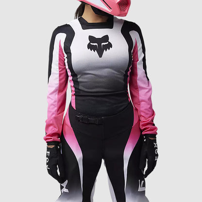 Polera Moto Mujer 180 Lean Negro/Rosado Fox polera moto fox motocross