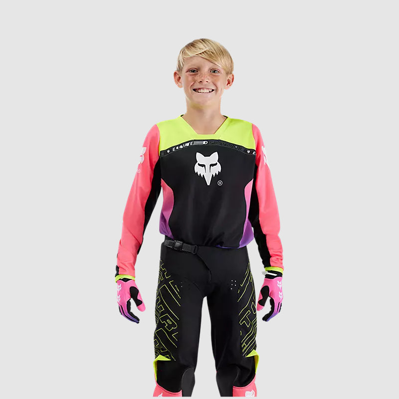 Polera Moto Niño 180 Elevated Negro/Rosado Fox polera moto fox motocross