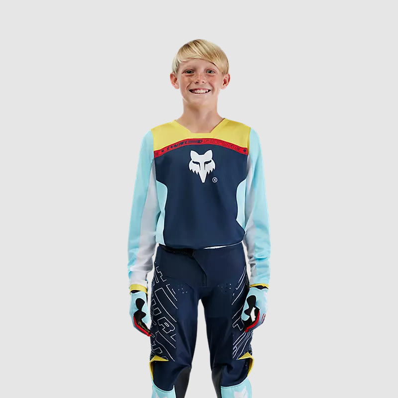Polera Moto Niño 180 Elevated Azul Fox polera moto fox motocross