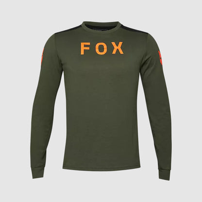 Polera Bicicleta Ranger Aviation drirelease® Manga Larga Verde Fox polera bicicleta fox mtb