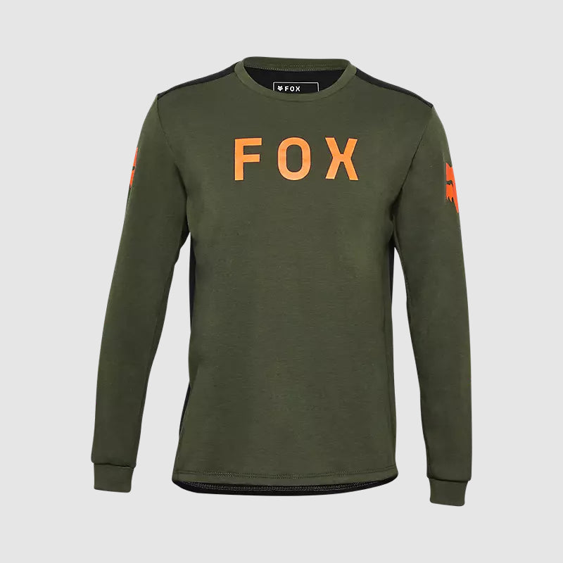 Polera Bicicleta Niño Ranger Aviation drirelease® Manga Larga Verde Fox polera bicicleta fox mtb