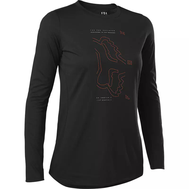 Polera Bicicleta Mujer Ranger Drirelease® Manga Larga Negro Fox polera bicicleta fox mtb