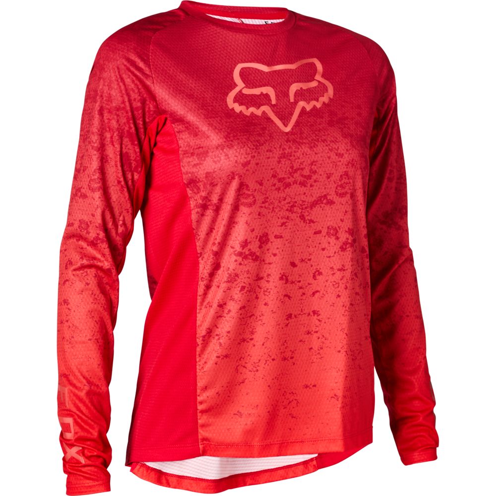 Polera Bicicleta Mujer Defend Lunar Manga Larga Rojo Fox polera bicicleta fox mtb