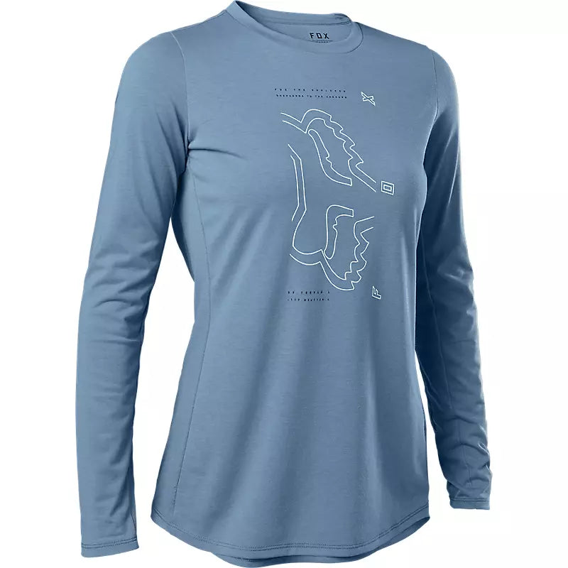 Polera Bicicleta Mujer Ranger Drirelease® Manga Larga Azul Fox polera bicicleta fox mtb